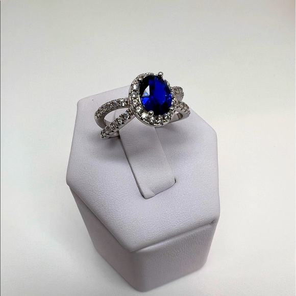 Sale $18 Firm! Sterling Silver Sapphire Cz & ClearCz Ring - Picture 4 of 16